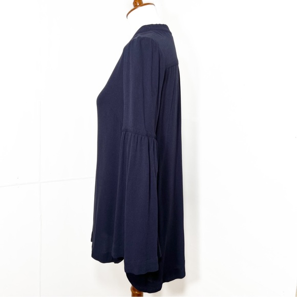 Free People Navy Blue Henley 3/4 Bell Sleeve High Low Tunic Peasant Top - Picture 6 of 15